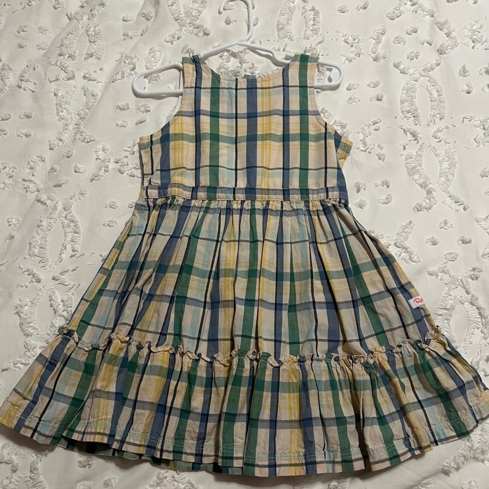 Like New- Ruffle Butts Plaid Dress in Green, Blue, and Yellow